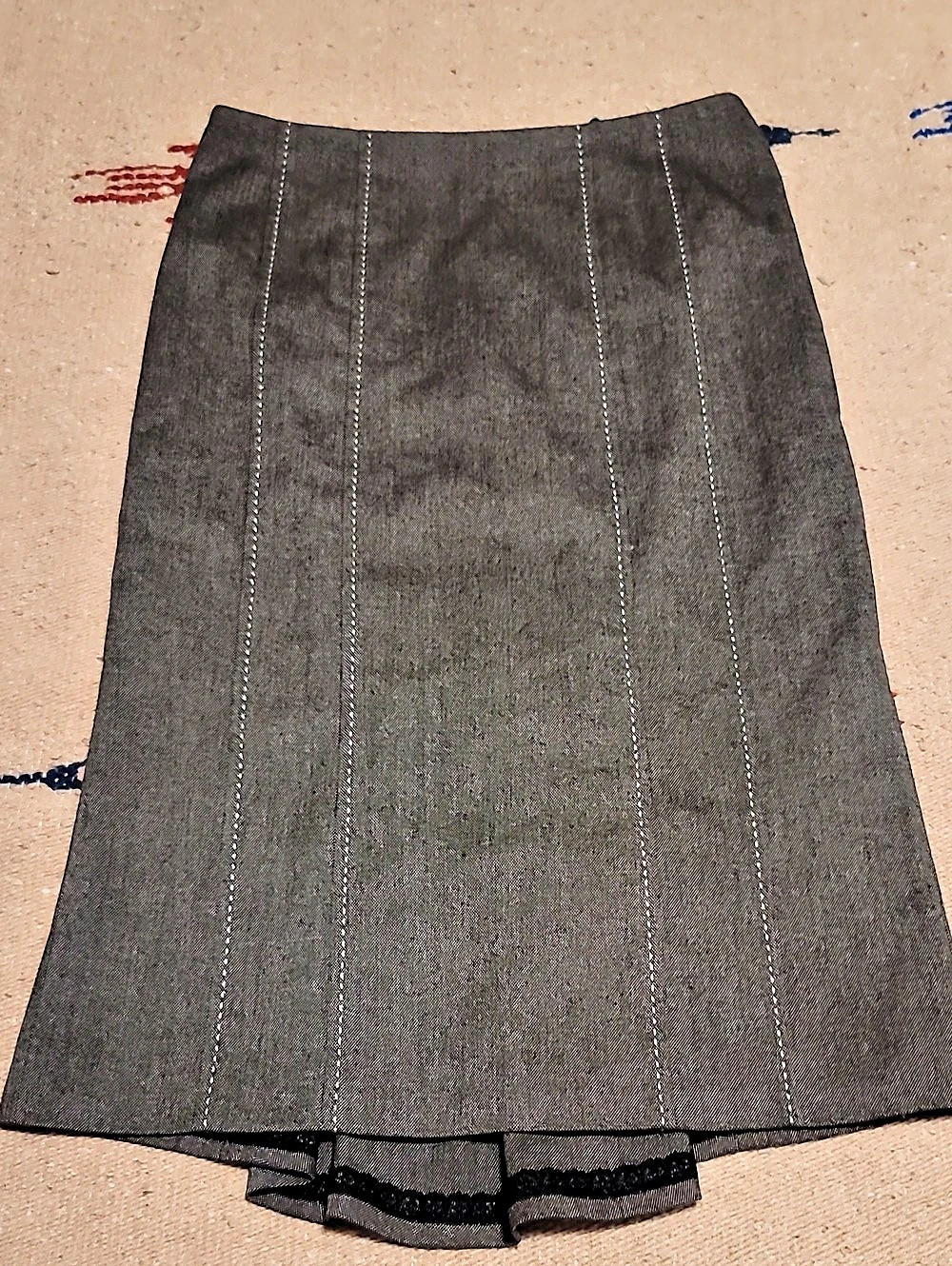 Rebecca Taylor Brown Pencil Skirt w Ruffle and Seam Detail Minimalist & Preppy - Picture 2 of 15